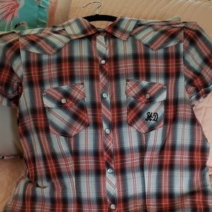 Harkey Davidon snap down fitted plaid cotton shirt